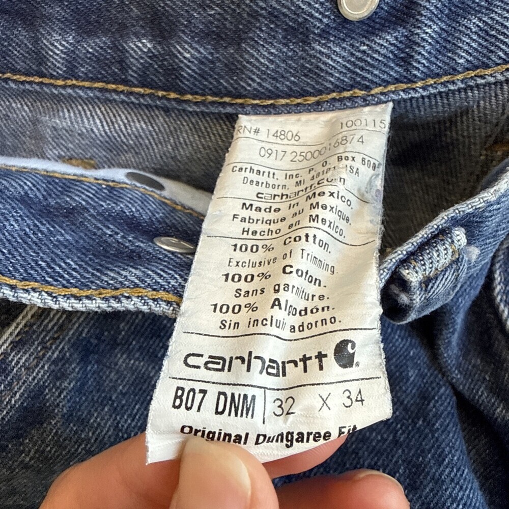 Y2k Carhartt B07 DNM Double Knee Logger Jean 32x34 Suspender Buttons Workwear - Picture 6 of 12